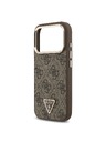 Guess Guess PU Leather 4G Strass Triangle Logo Gold Frame MagSafe Stražnji Štitnik za iPhone 18 Pro Smeđa