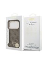 Guess Guess PU Leather 4G Strass Triangle Logo Gold Frame MagSafe Stražnji Štitnik za iPhone 18 Pro Smeđa