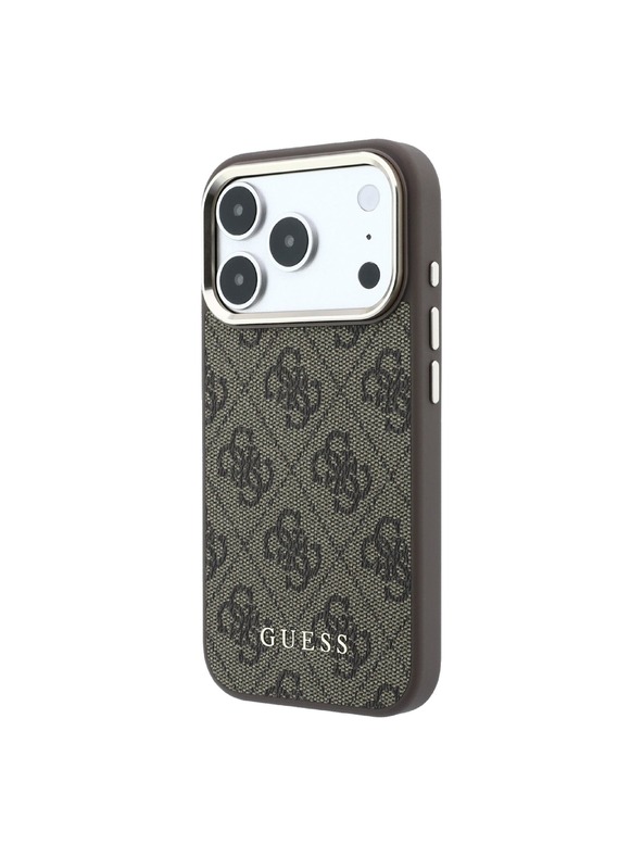 Guess Guess PU Leather 4G Gold Frame MagSafe Stražnji Štitnik za iPhone 18 Pro Smeđa