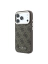 Guess Guess PU Leather 4G Gold Frame MagSafe Stražnji Štitnik za iPhone 18 Pro Smeđa
