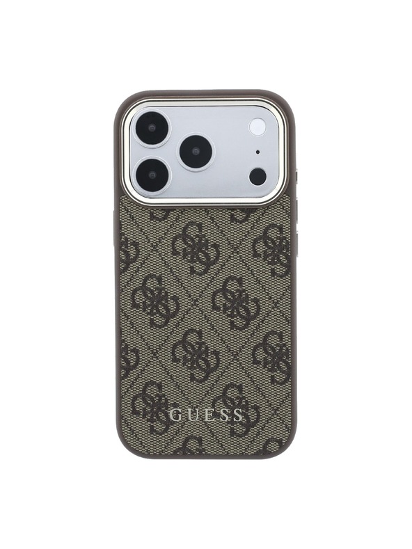Guess Guess PU Leather 4G Gold Frame MagSafe Stražnji Štitnik za iPhone 18 Pro Smeđa