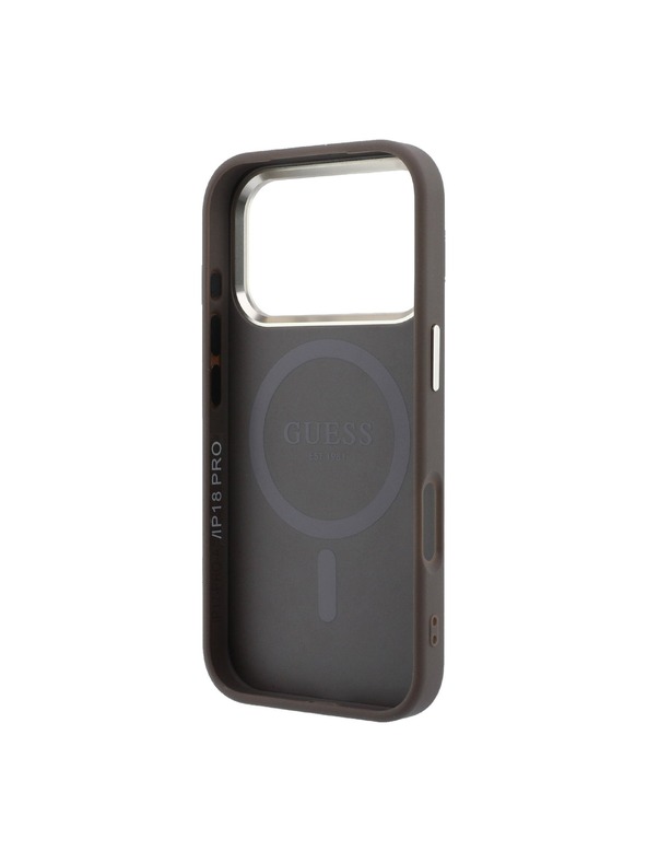 Guess Guess PU Leather 4G Gold Frame MagSafe Stražnji Štitnik za iPhone 18 Pro Smeđa