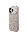 Guess Guess PU Leather 4G Strass Triangle Logo Gold Frame MagSafe Stražnji Štitnik za iPhone 18 Pro Ružičasta