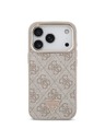 Guess Guess PU Leather 4G Strass Triangle Logo Gold Frame MagSafe Stražnji Štitnik za iPhone 18 Pro Ružičasta