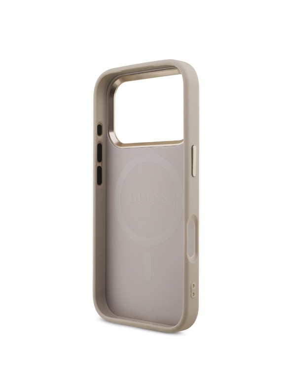 Guess Guess PU Leather 4G Strass Triangle Logo Gold Frame MagSafe Stražnji Štitnik za iPhone 18 Pro Ružičasta