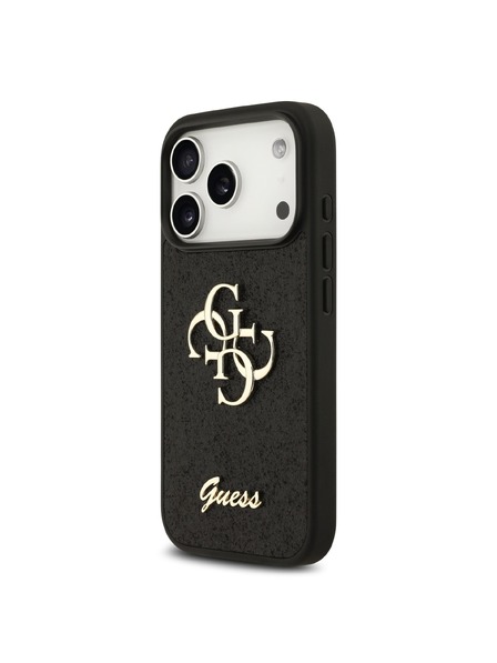 Guess Guess PU Fixed Glitter 4G Metal Logo Stražnji Štitnik za iPhone 18 Pro Crna