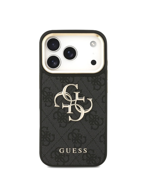 Guess Guess PU Leather 4G Metal Logo Gold Frame Stražnji Štitnik za iPhone 18 Pro Crna