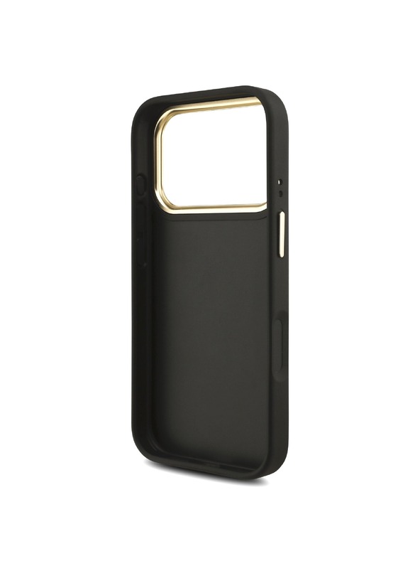 Guess Guess PU Leather 4G Metal Logo Gold Frame Stražnji Štitnik za iPhone 18 Pro Crna