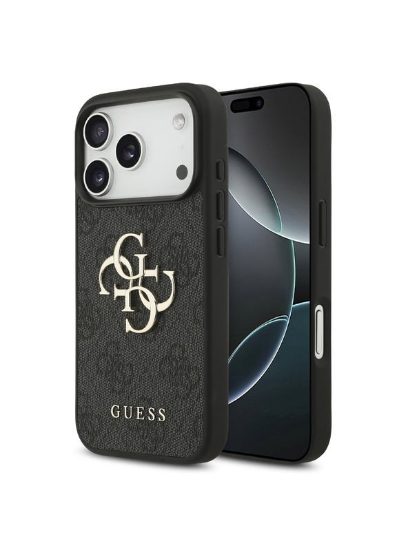 Guess Guess PU 4G Metal Logo Stražnji Štitnik za iPhone 18 Pro Siva