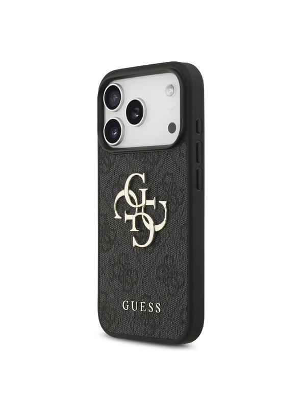Guess Guess PU 4G Metal Logo Stražnji Štitnik za iPhone 18 Pro Siva