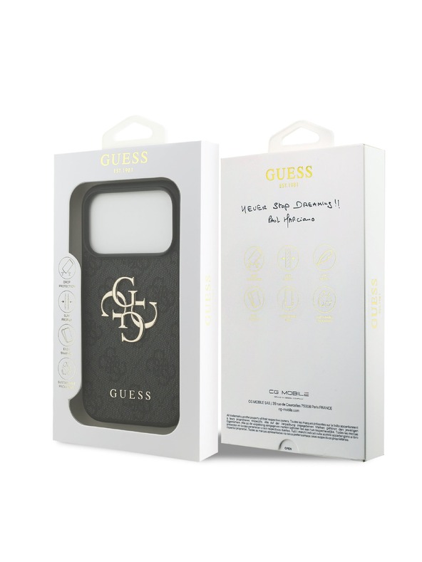 Guess Guess PU 4G Metal Logo Stražnji Štitnik za iPhone 18 Pro Siva