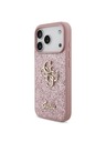 Guess Guess PU Fixed Glitter 4G Metal Logo Stražnji Štitnik za iPhone 18 Pro Ružičasta