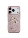 Guess Guess PU Fixed Glitter 4G Metal Logo Stražnji Štitnik za iPhone 18 Pro Ružičasta