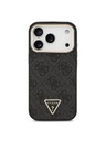 Guess Guess PU Leather 4G Strass Triangle Logo Gold Frame MagSafe Stražnji Štitnik za iPhone 18 Pro Ružičasta