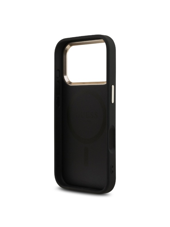 Guess Guess PU Leather 4G Strass Triangle Logo Gold Frame MagSafe Stražnji Štitnik za iPhone 18 Pro Ružičasta