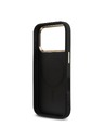 Guess Guess PU Leather 4G Strass Triangle Logo Gold Frame MagSafe Stražnji Štitnik za iPhone 18 Pro Ružičasta
