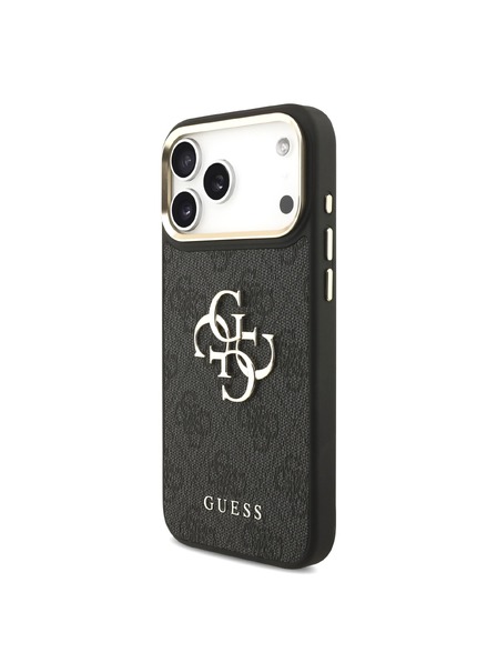 Guess Guess PU Leather 4G Metal Logo Gold Frame Stražnji Štitnik za iPhone 18 Pro Max Crna