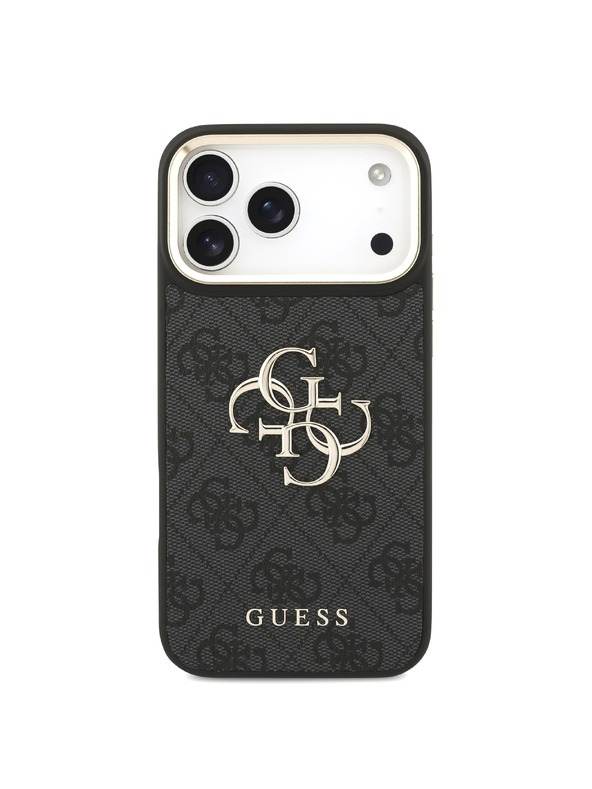 Guess Guess PU Leather 4G Metal Logo Gold Frame Stražnji Štitnik za iPhone 18 Pro Max Crna