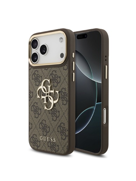 Guess Guess PU Leather 4G Metal Logo Gold Frame Stražnji Štitnik za iPhone 18 Pro Max Smeđa
