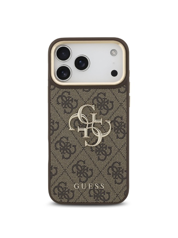 Guess Guess PU Leather 4G Metal Logo Gold Frame Stražnji Štitnik za iPhone 18 Pro Max Smeđa