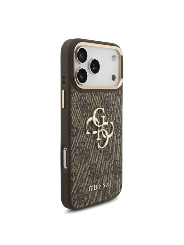 Guess Guess PU Leather 4G Metal Logo Gold Frame Stražnji Štitnik za iPhone 18 Pro Max Smeđa
