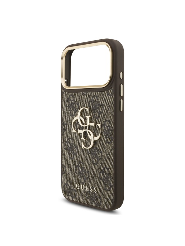 Guess Guess PU Leather 4G Metal Logo Gold Frame Stražnji Štitnik za iPhone 18 Pro Max Smeđa