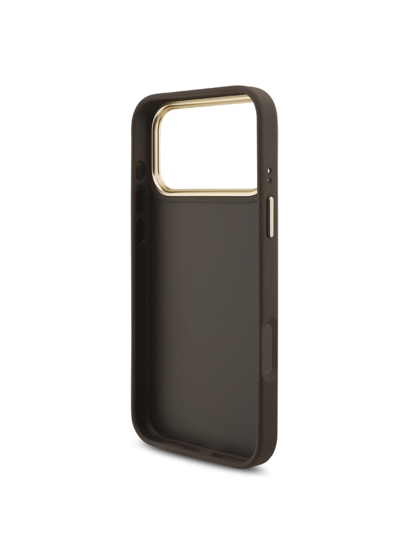 Guess Guess PU Leather 4G Metal Logo Gold Frame Stražnji Štitnik za iPhone 18 Pro Max Smeđa