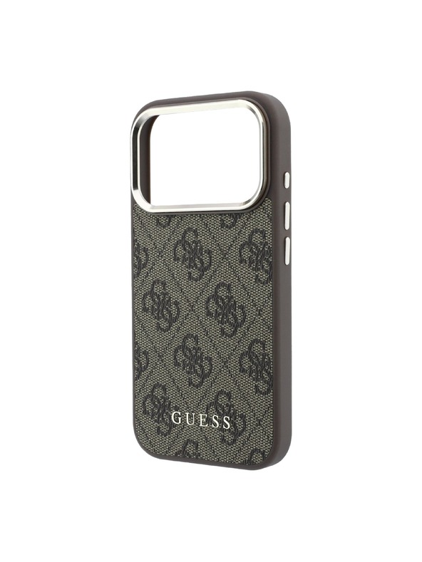 Guess Guess PU Leather 4G Gold Frame MagSafe Stražnji Štitnik za iPhone 18 Pro Max Smeđa