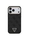 Guess Guess PU Leather 4G Strass Triangle Logo Gold Frame MagSafe Stražnji Štitnik za iPhone 18 Pro Max Crna