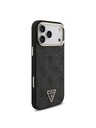 Guess Guess PU Leather 4G Strass Triangle Logo Gold Frame MagSafe Stražnji Štitnik za iPhone 18 Pro Max Crna