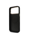 Guess Guess PU Leather 4G Strass Triangle Logo Gold Frame MagSafe Stražnji Štitnik za iPhone 18 Pro Max Crna