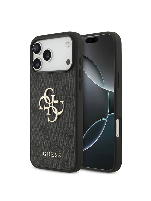 Guess Guess PU 4G Metal Logo Stražnji Štitnik za iPhone 18 Pro Max Siva