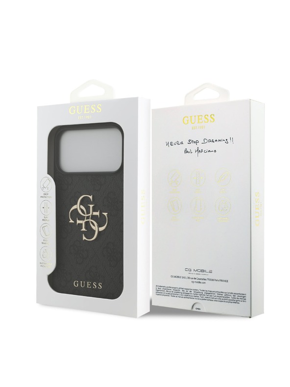 Guess Guess PU 4G Metal Logo Stražnji Štitnik za iPhone 18 Pro Max Siva