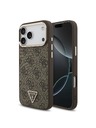 Guess Guess PU Leather 4G Strass Triangle Logo Gold Frame MagSafe Stražnji Štitnik za iPhone 18 Pro Max Smeđa