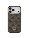 Guess Guess PU Leather 4G Strass Triangle Logo Gold Frame MagSafe Stražnji Štitnik za iPhone 18 Pro Max Smeđa