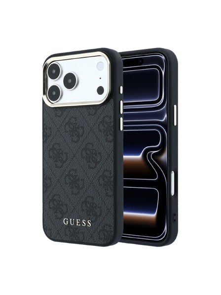 Guess Guess PU Leather 4G Gold Frame MagSafe Stražnji Štitnik za iPhone 18 Pro Max Crna