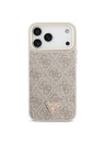 Guess Guess PU Leather 4G Strass Triangle Logo Gold Frame MagSafe Stražnji Štitnik za iPhone 18 Pro Max Ružičasta