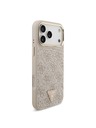Guess Guess PU Leather 4G Strass Triangle Logo Gold Frame MagSafe Stražnji Štitnik za iPhone 18 Pro Max Ružičasta