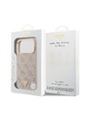Guess Guess PU Leather 4G Strass Triangle Logo Gold Frame MagSafe Stražnji Štitnik za iPhone 18 Pro Max Ružičasta