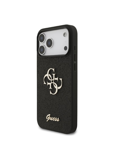 Guess Guess PU Fixed Glitter 4G Metal Logo Stražnji Štitnik za iPhone 18 Pro Max Crna