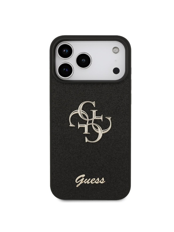 Guess Guess PU Fixed Glitter 4G Metal Logo Stražnji Štitnik za iPhone 18 Pro Max Crna