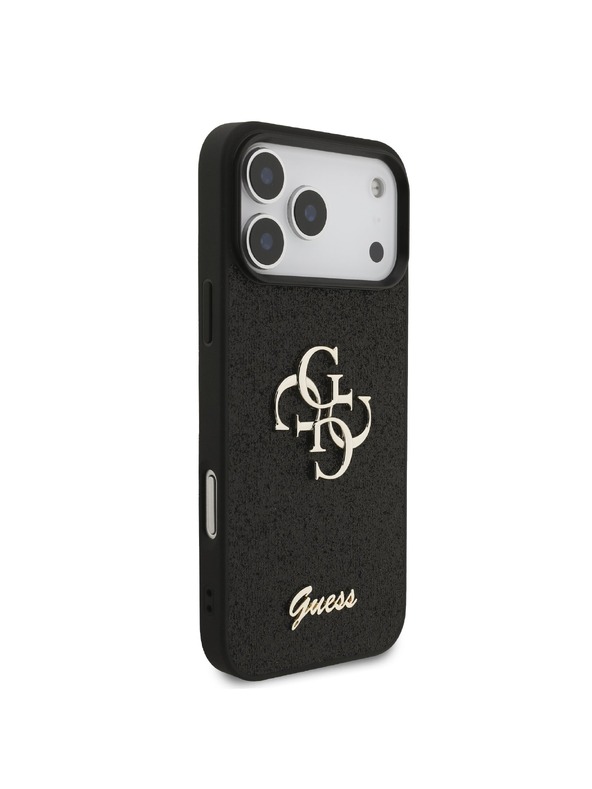 Guess Guess PU Fixed Glitter 4G Metal Logo Stražnji Štitnik za iPhone 18 Pro Max Crna