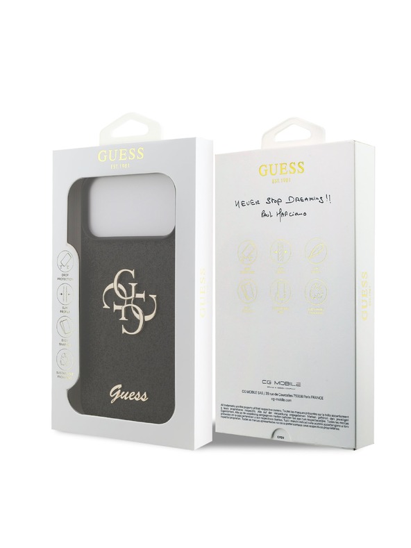Guess Guess PU Fixed Glitter 4G Metal Logo Stražnji Štitnik za iPhone 18 Pro Max Crna