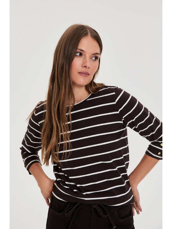 Moodo Bluza s prugama smeđa Moodo
