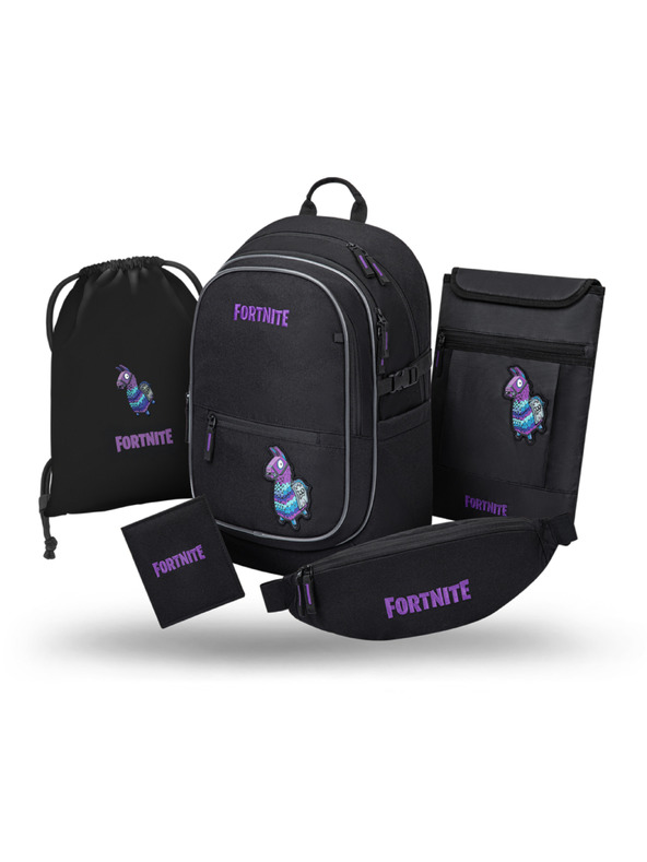 BAAGL  BAAGL SET 5 Core Fortnite Llama: ruksak, vrećica, torbica oko struka, zaštita za prijenosno računalo, novčanica GRS