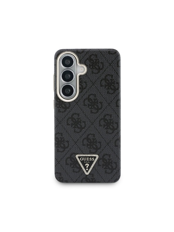 Guess Guess PU Leather 4G Strass Triangle Logo Gold Frame Magnetic Stražnji Poklopac za Samsung Galaxy S26 Black