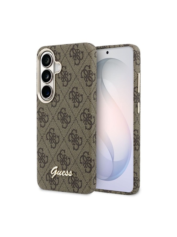 Guess Guess PU 4G Script Metal Logo Magnetic Stražnji Poklopac za Samsung Galaxy S26 Brown