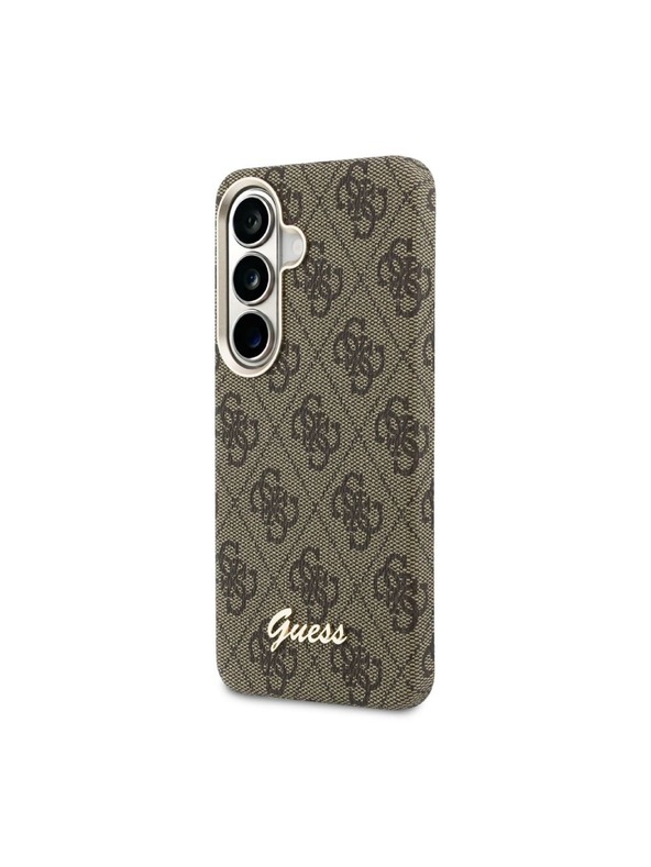 Guess Guess PU 4G Script Metal Logo Magnetic Stražnji Poklopac za Samsung Galaxy S26 Brown