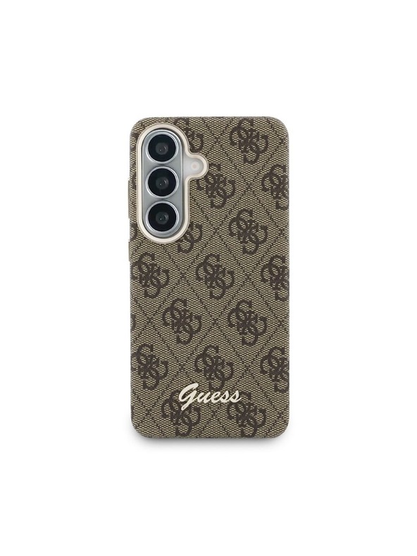 Guess Guess PU 4G Script Metal Logo Magnetic Stražnji Poklopac za Samsung Galaxy S26 Brown