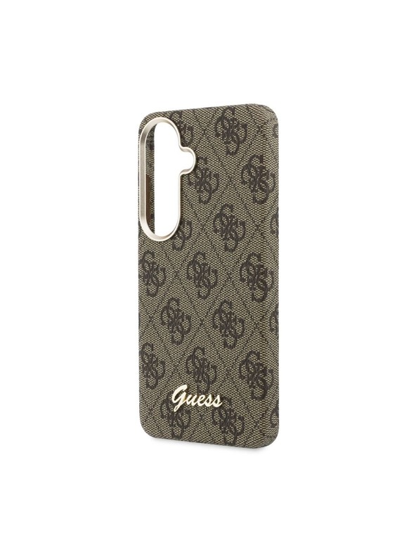 Guess Guess PU 4G Script Metal Logo Magnetic Stražnji Poklopac za Samsung Galaxy S26 Brown